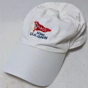 US Open Hat Cap Strap Back White Red LACC 123rd Golf Tournament Ahead Adjustable